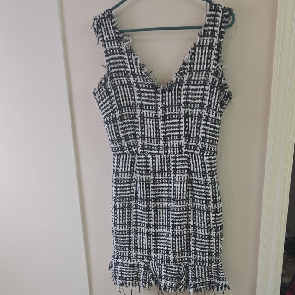 Fashion Nova Black and White Plaid Mini Dress